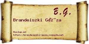 Brandeiszki Géza névjegykártya